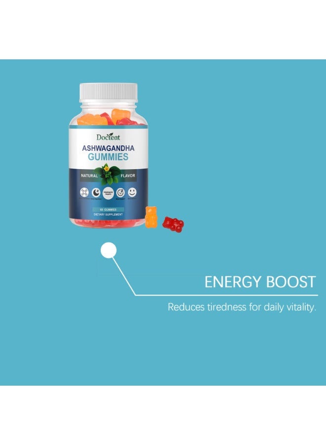 Docteat Ashwagandha Herbal Gummies | 60 Gummies | Stress Relief, Mood Balance, Relaxation and Sleep Aid | Natural Flavored Dietary Supplement - Image 4