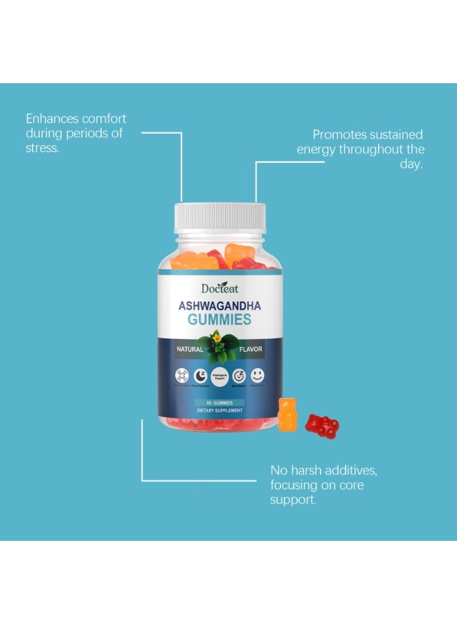 Docteat Ashwagandha Herbal Gummies | 60 Gummies | Stress Relief, Mood Balance, Relaxation and Sleep Aid | Natural Flavored Dietary Supplement - Image 3