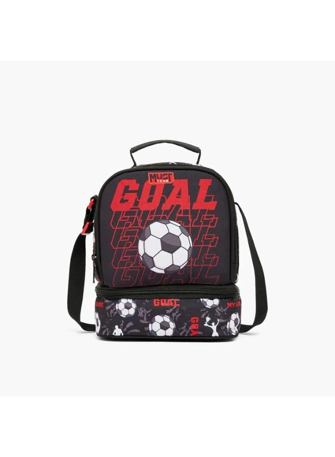 ماست MustTeam Football Print Lunch Bag for Boys 5-8 Years with Shoulder Strap