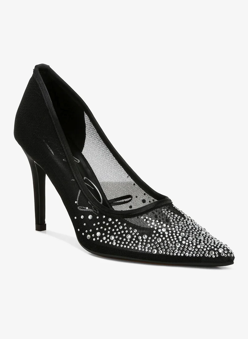 لندن راج شبكة حجر الراين خنجر مضخات باللون الأسود