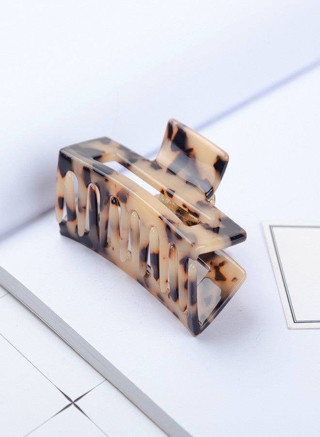 Prettyou Handmade Celluloid French Design Hollow Rectangle Barrettes Tortoise Shell Hair Claw Luxury Fashion Accessories Hair Clip for Women (B) - Image 4