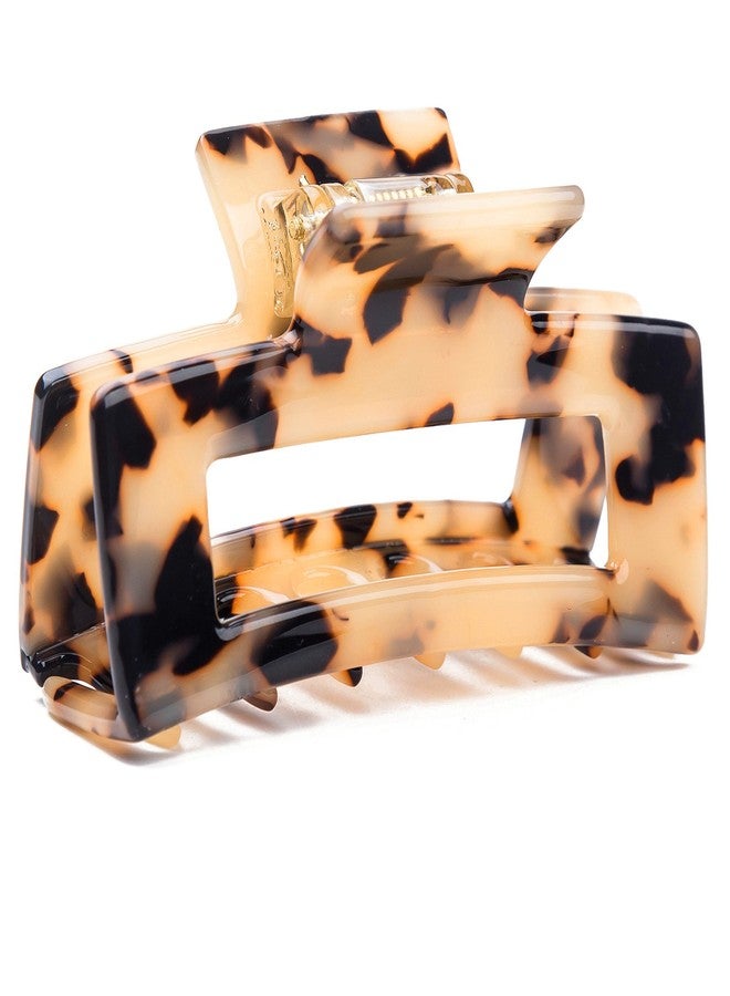 Prettyou Handmade Celluloid French Design Hollow Rectangle Barrettes Tortoise Shell Hair Claw Luxury Fashion Accessories Hair Clip for Women (B) - Image 1