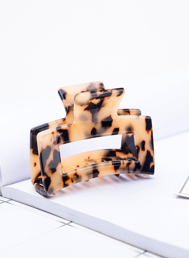 Prettyou Handmade Celluloid French Design Hollow Rectangle Barrettes Tortoise Shell Hair Claw Luxury Fashion Accessories Hair Clip for Women (B) - Image 2