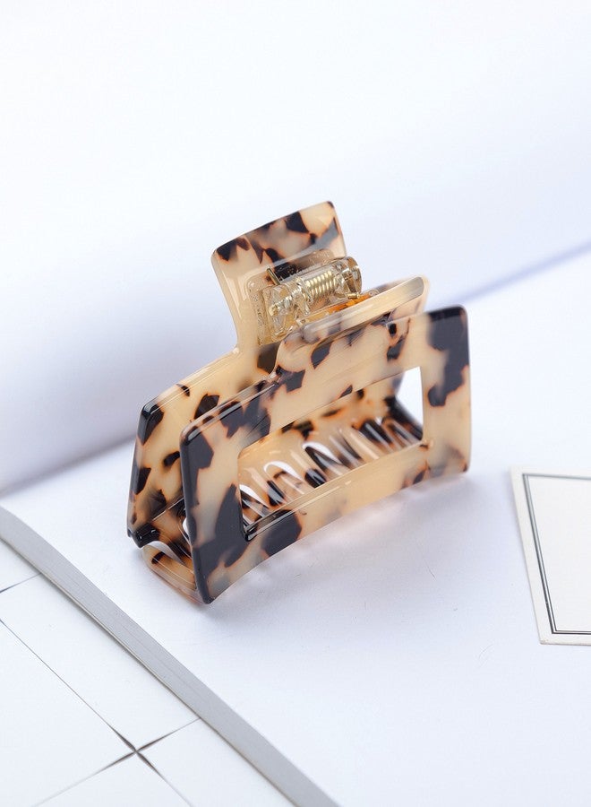 Prettyou Handmade Celluloid French Design Hollow Rectangle Barrettes Tortoise Shell Hair Claw Luxury Fashion Accessories Hair Clip for Women (B) - Image 3