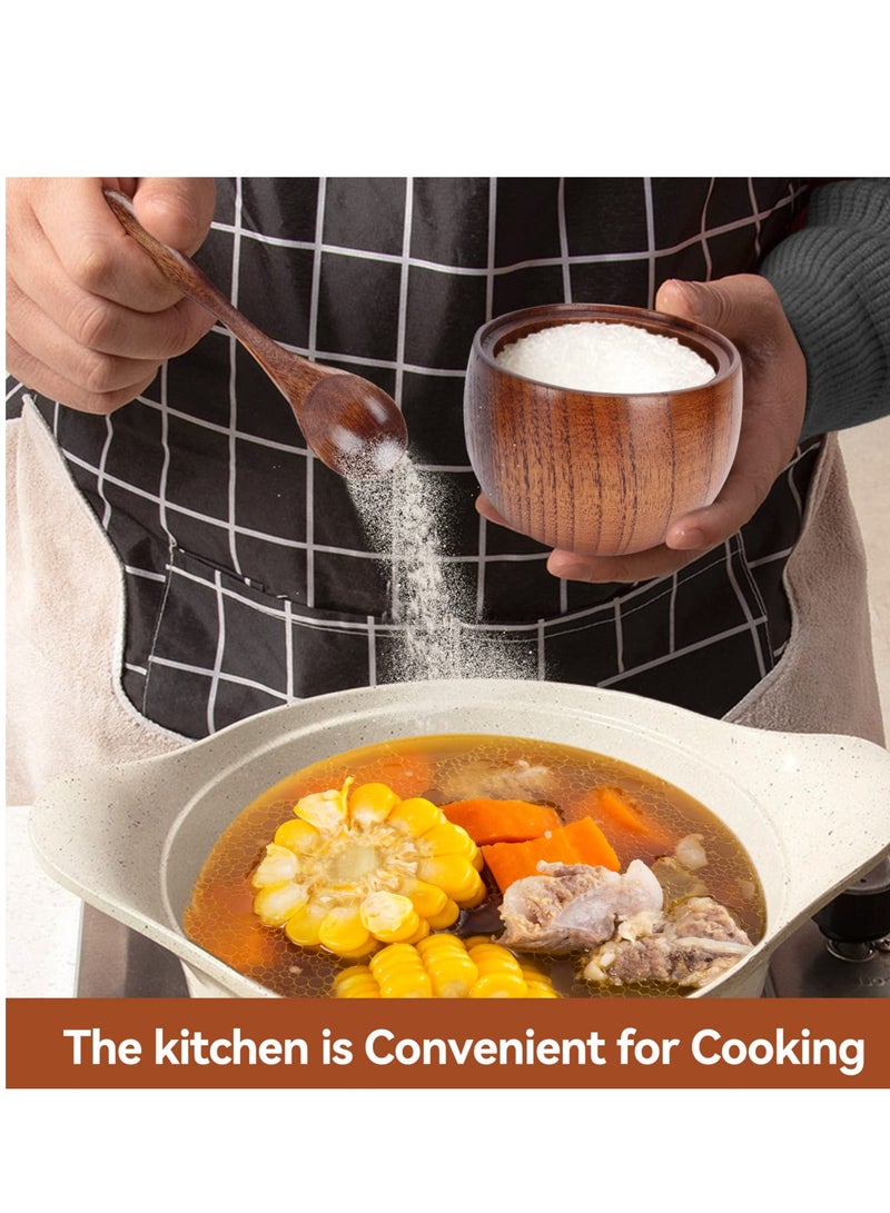 Excefore 2 Sets Sugar Bowl with Lid and Spoon, Wooden Condiment Jar Spice Container, Sugar Container, Condiment Canisters, Seasoning Box, Salt Container for Kitchen - Image 5