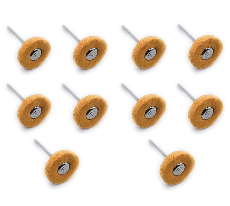 Aone Mounted Muslin Cloth Buff Yellow 10pcs for Polishing/Buffing/Cleaning for Dremel Rotary Tool, Micro Hand Motor, Polishing Motor for Jewellery Making, Watchmaking, Model Making & Hobby Craft DIY - Image 1
