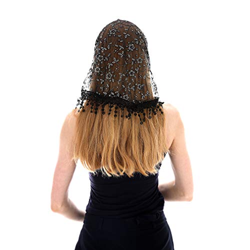 LMVERNA Cathedral Wedding Veil Mantilla Catholic Veil Head Covering Latin Mass (Black) - Image 3