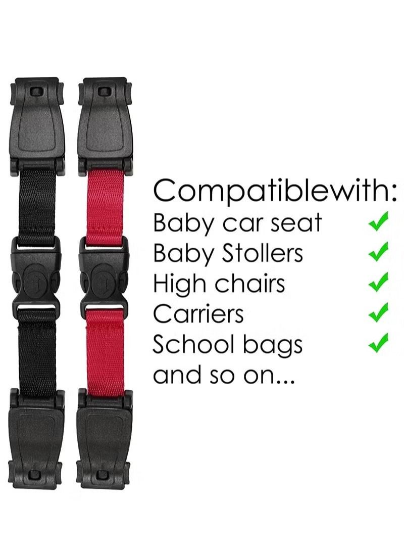 Universal Child Chest Harness Clip, Car Seat Safety Belt Clip Buckle, Anti-Slip Baby Chest Clip Guard Compatible with Seats, Strollers, Schoolbags, for 1.5-inch Width Harness black, red - Image 4