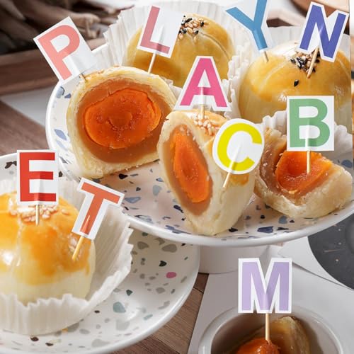 CANTENDO 104 Pcs 26 Letter Alphabet Toothpick Flags Small Mini Stick Cupcake Toppers Color A-Z Party Theme Letters Flags Party Decoration Celebration Cocktail Food Bar Cake Flags - Image 5