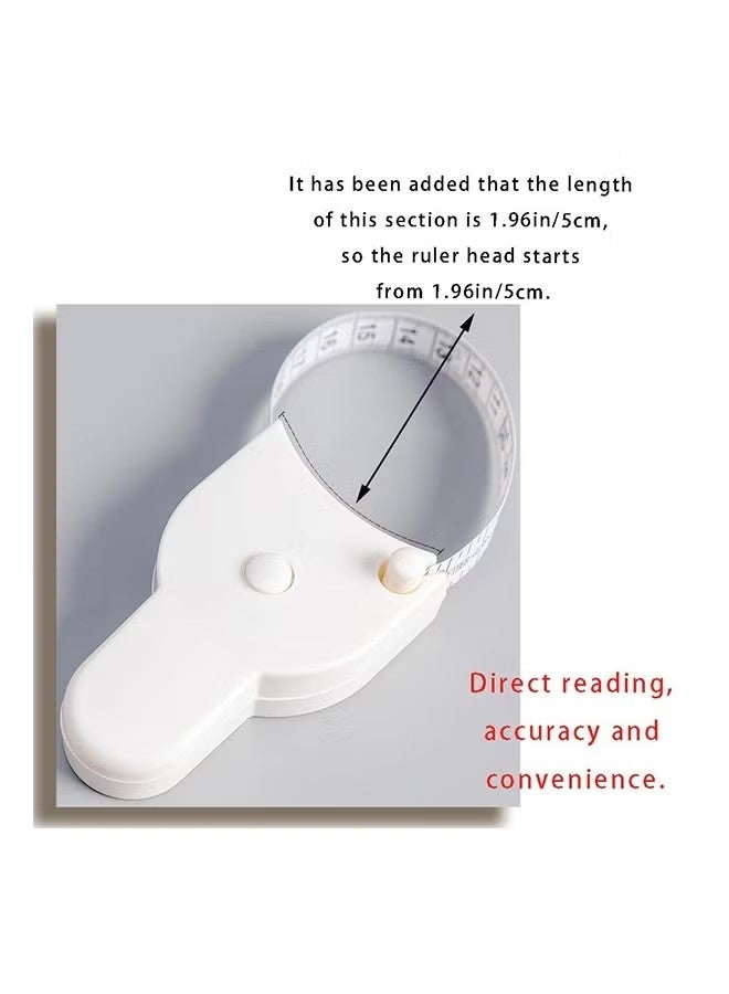 2 pcs Body Measuring Tape Accurate Waist Measuring Tape for Weight Loss Handcrafts Tailor Automatic Telescopic Body Tape,White and Black - Image 3