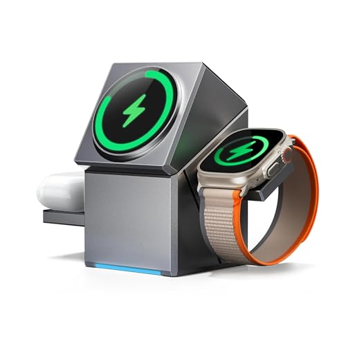 HUMBLE® Qi2 Certified 3-in-1 Magnetic Mag-Safe Wireless Charging Station with One-Touch Auto Rotation and Fast Charging Compatible with iPhone Series 17-12, iWatch Ultra/SE2/SE/10-1 & Airpods Pro, 3/2 - Image 1