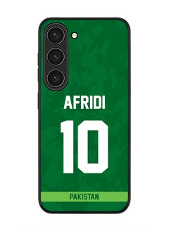 Rugged Black Edge Case for Samsung Galaxy S23 5G, Slim fit Soft Case Flexible Rubber Edges Thin Cover - Player Name - AFRIDI, Jersey Number- 10