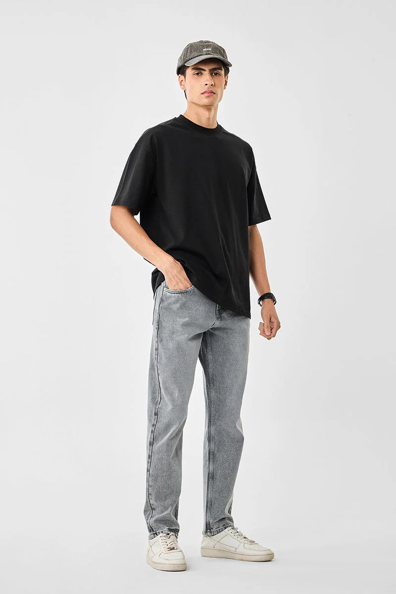 Snitch Grey Washed Relaxed Fit Jeans for Men | Best Price UAE