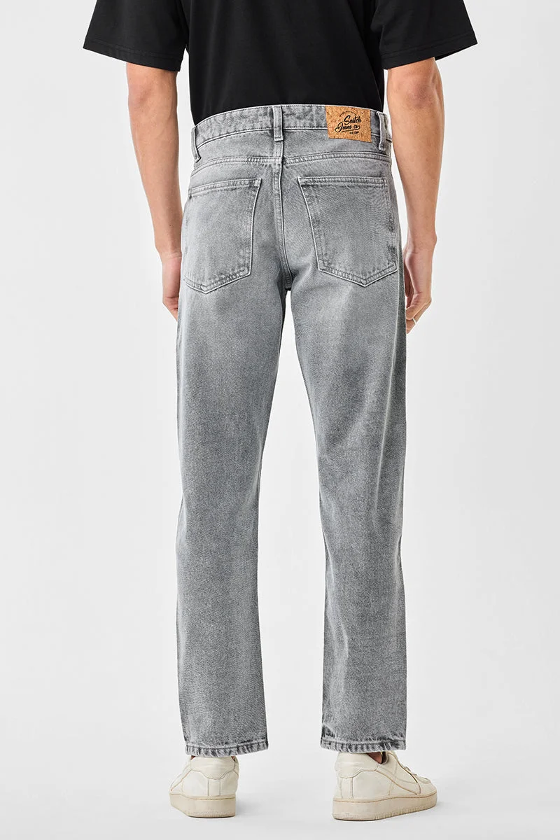 Snitch Grey Washed Relaxed Fit Jeans for Men | Best Price UAE