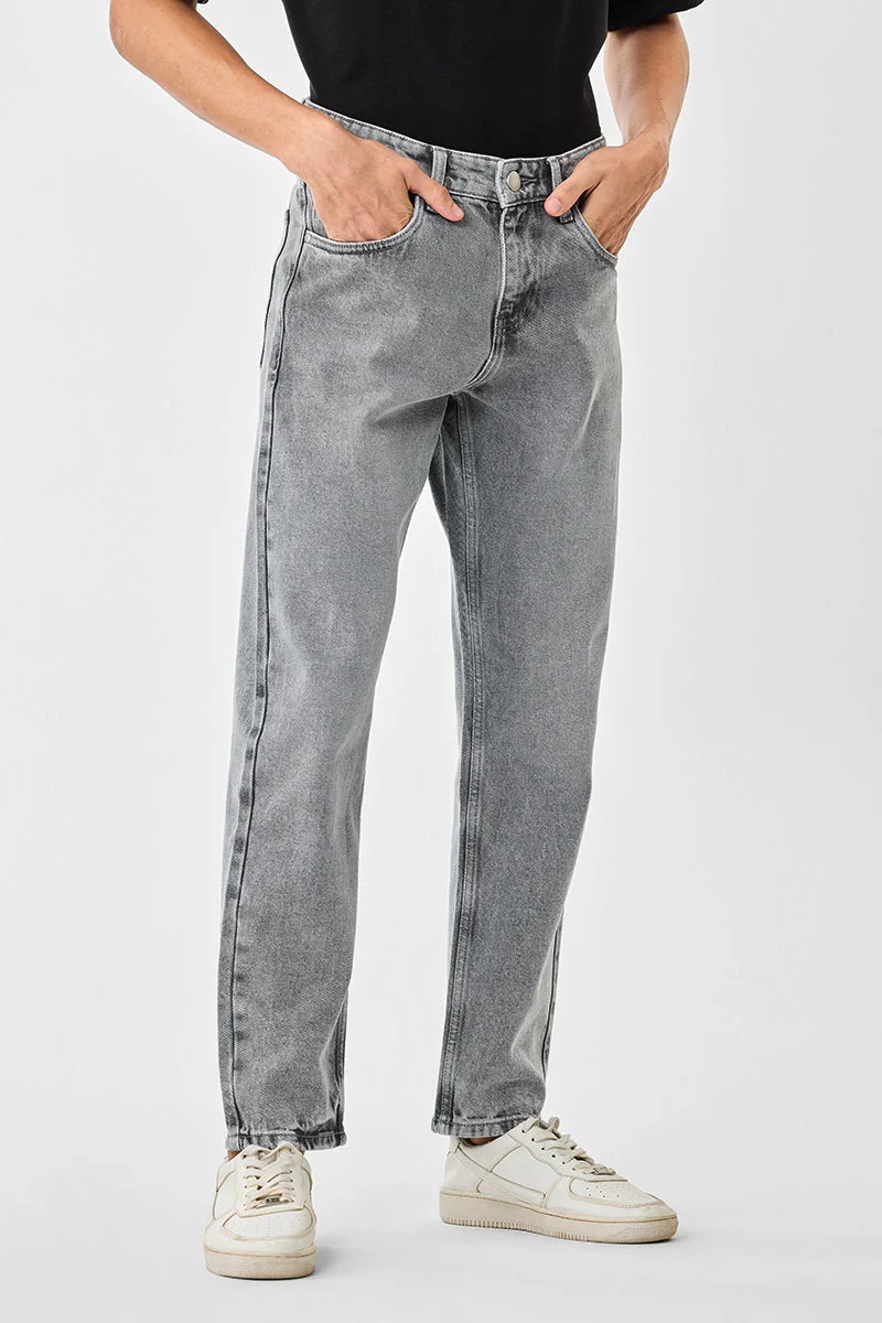 Snitch Grey Washed Relaxed Fit Jeans for Men | Best Price UAE