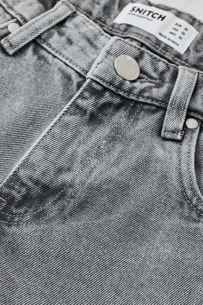 Snitch Grey Washed Relaxed Fit Jeans for Men | Best Price UAE