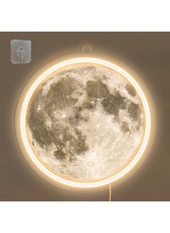 انيوين لافتات نيون من Anywin Moon لتزيين الحائط، لافتات نيون قابلة للتعتيم على شكل قمر، لافتات LED على شكل قمر، أضواء نيون فنية لغرفة المعيشة، غرفة النوم، غرفة الألعاب، ديكور الفندق، هدايا عيد ميلاد رائعة للأصدقاء، الشريك  - Image 1
