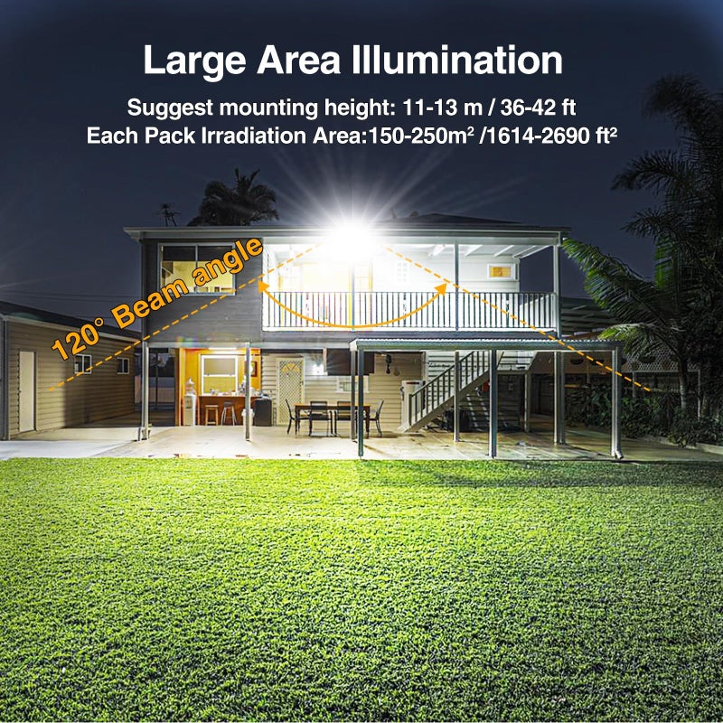 Onforu 200W LED Flood Lights Outdoor, 18000LM Bright Security Light, IP66 Waterproof Outdoor LED Lights, 6500K Daylight White Floodlight for Garage, Yard, Garden, Stadium, Playground, Arena(2 Pack) - Image 5