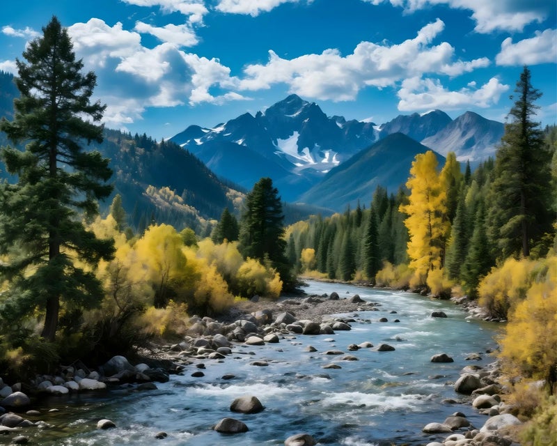 askkqtx Landscape Paint by Numbers Kit for Adults, Mountain and River Paint by Numbers for Beginner, DIY Oil Painting by Number on Canvas for Home Decor Gifts 16x20 Inch - Image 1