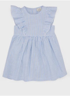 Baby Girl Checkered Sleeveless Linen Look Dress