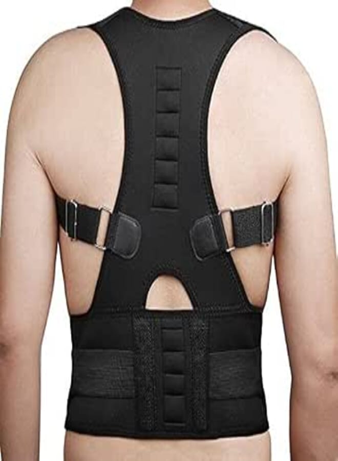 KOOCHY Posture Corrector Magnetic Adjustable Clavicle Brace Shoulder Support Brace for Improve Bad Posture, Thoracic Kyphosis, Shoulder Alignment, Upper Back Pain Relief for Men and Women (M, Black)