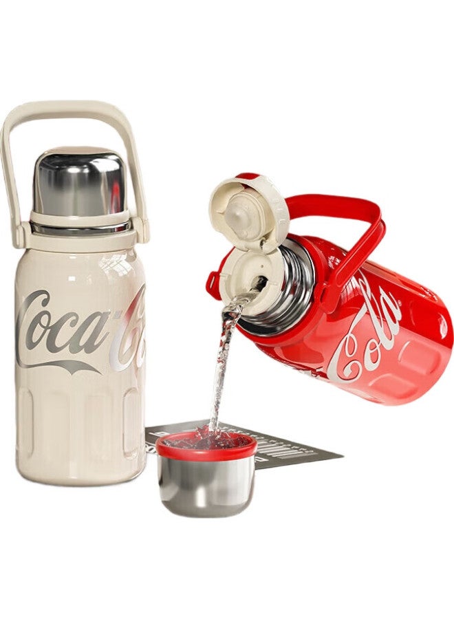 Germ (Germ) Coca-Cola Dynamic Insulated Cup Men And Women Sports Water Bottle Large Capacity Car Cup Student Cup 800Ml Apricot - Image 3