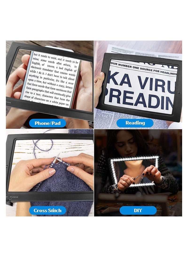 Generic - 5X Magnifying screen for reading full page with LED lights, portable by hand or hanging on the neck or free standing, ideal for the visually impaired and the elderly, reading books and newspapers - Image 1