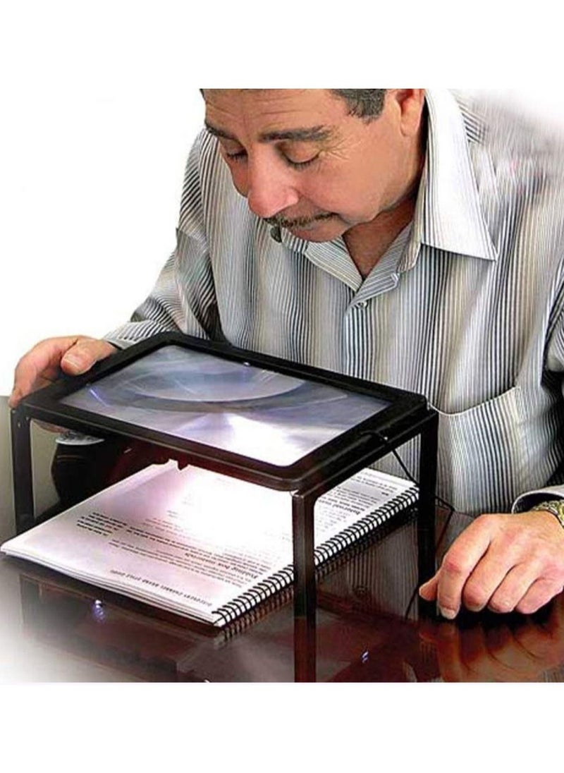 Generic - 5X Magnifying screen for reading full page with LED lights, portable by hand or hanging on the neck or free standing, ideal for the visually impaired and the elderly, reading books and newspapers - Image 1