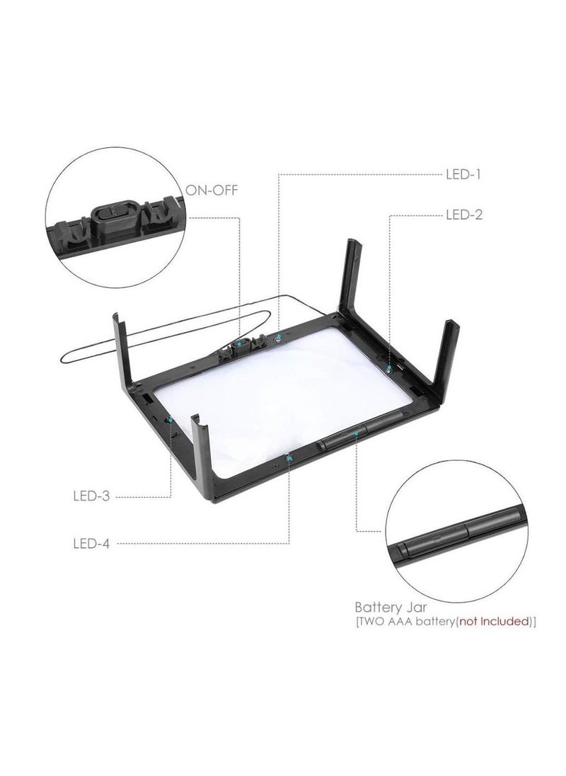 Generic - 5X Magnifying screen for reading full page with LED lights, portable by hand or hanging on the neck or free standing, ideal for the visually impaired and the elderly, reading books and newspapers - Image 1