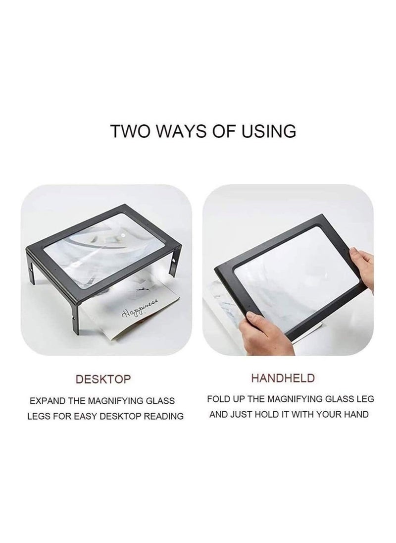 Generic - 5X Magnifying screen for reading full page with LED lights, portable by hand or hanging on the neck or free standing, ideal for the visually impaired and the elderly, reading books and newspapers - Image 1
