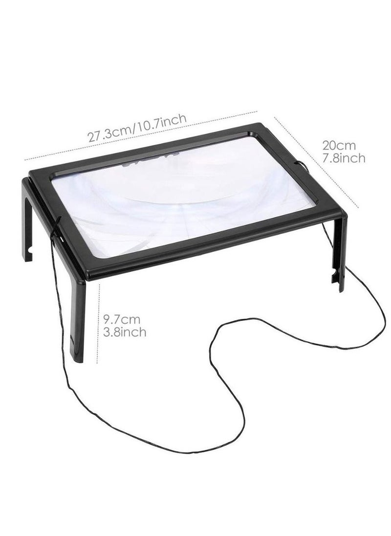 Generic - 5X Magnifying screen for reading full page with LED lights, portable by hand or hanging on the neck or free standing, ideal for the visually impaired and the elderly, reading books and newspapers - Image 1