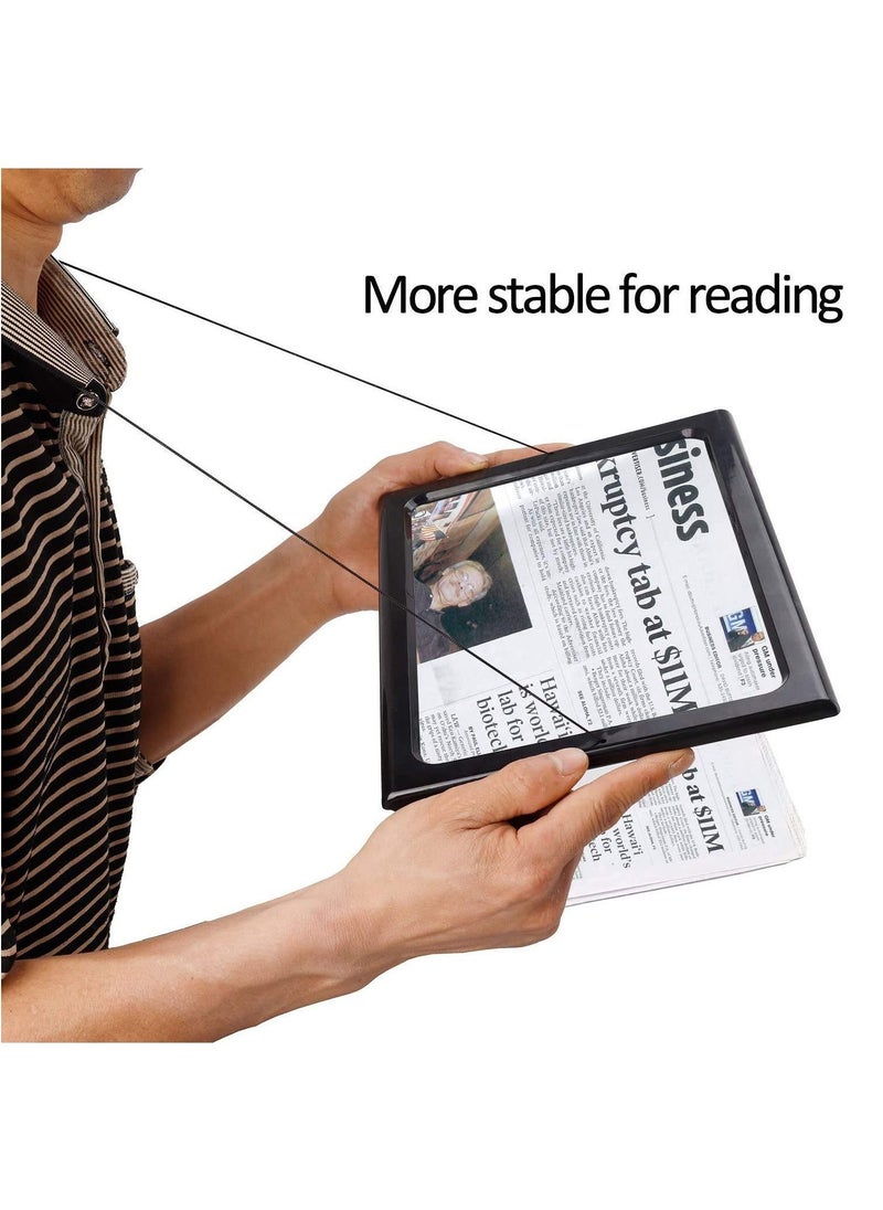 Generic - 5X Magnifying screen for reading full page with LED lights, portable by hand or hanging on the neck or free standing, ideal for the visually impaired and the elderly, reading books and newspapers - Image 1