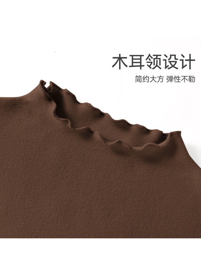 Flying in the snow Semi-high Neck Inner Layer Base Shirt Women's Autumn And Winter New Sweet Wood Ear Lace Slim Versatile Warm Top Ladies - Image 3