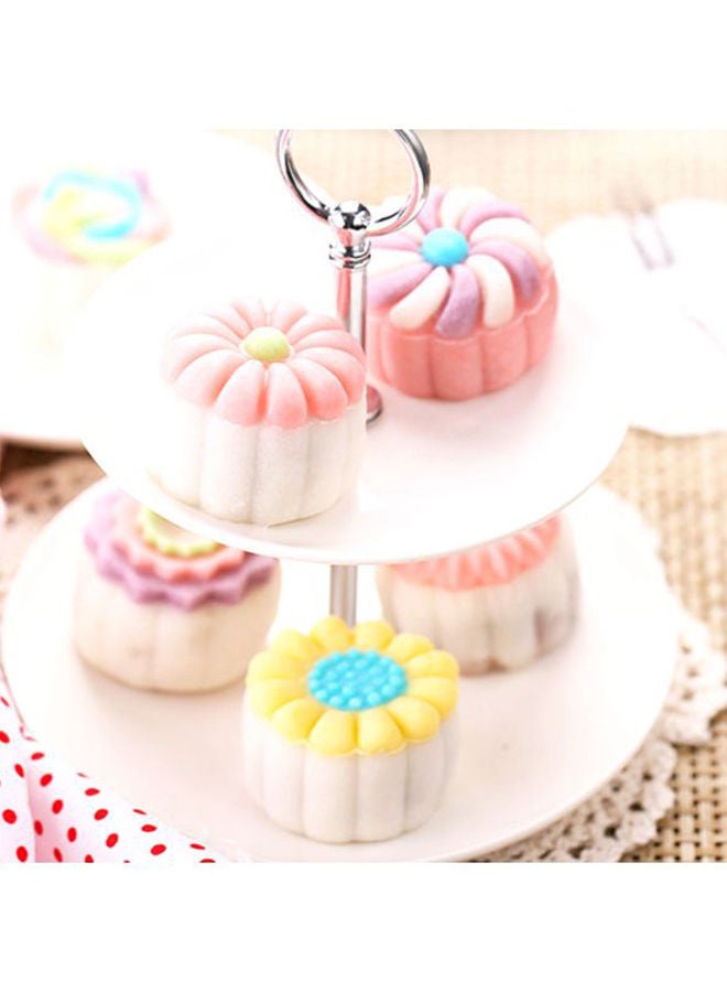 NIBEMINENT Flower Shaped Mooncake Molds With Hand Presser Set White - Image 3
