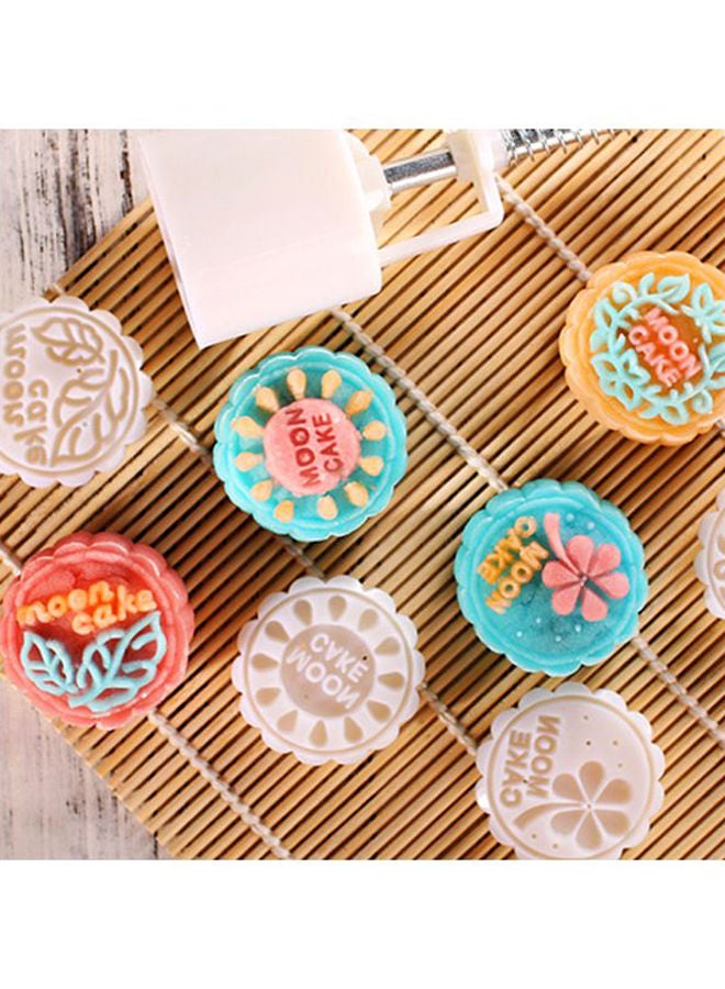 NIBEMINENT Flower Shaped Mooncake Molds With Hand Presser Set White - Image 4