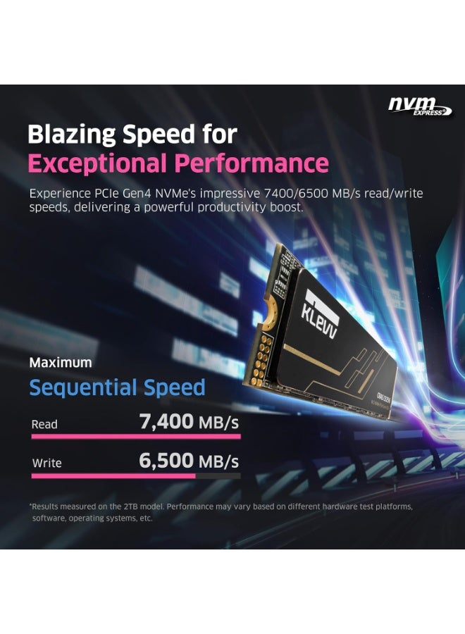 KLEVV CRAS C925G 1TB M.2 2280 NVMe PCIe Gen4x4 Laptop & Desktop Internal SSD Heatsink Included, up to 7400MB/s - Image 2