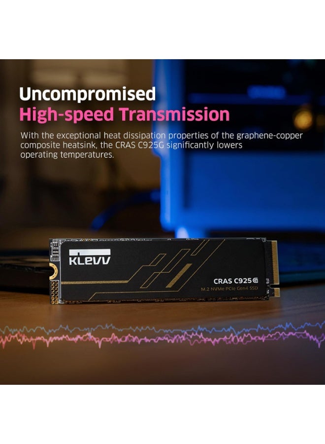 KLEVV CRAS C925G 1TB M.2 2280 NVMe PCIe Gen4x4 Laptop & Desktop Internal SSD Heatsink Included, up to 7400MB/s - Image 4