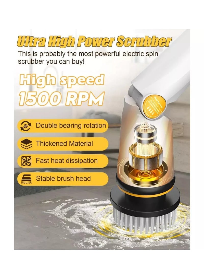 Qimedo 1500RPM Electric Brush Cleaner Bathroom Scrubber Electric Spin Scrubber Cleaning Brush Tub and Floor Power Scrubber Mop - Image 3