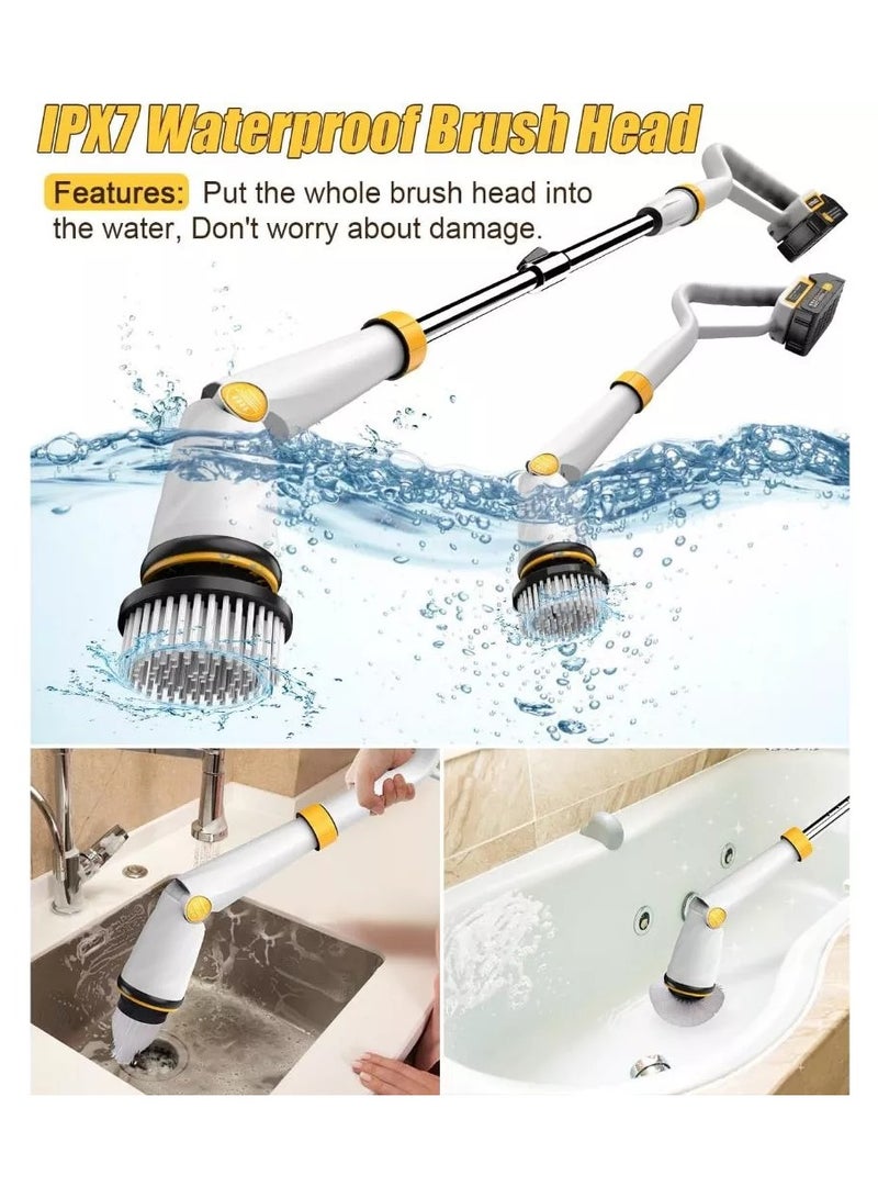 Qimedo 1500RPM Electric Brush Cleaner Bathroom Scrubber Electric Spin Scrubber Cleaning Brush Tub and Floor Power Scrubber Mop - Image 4
