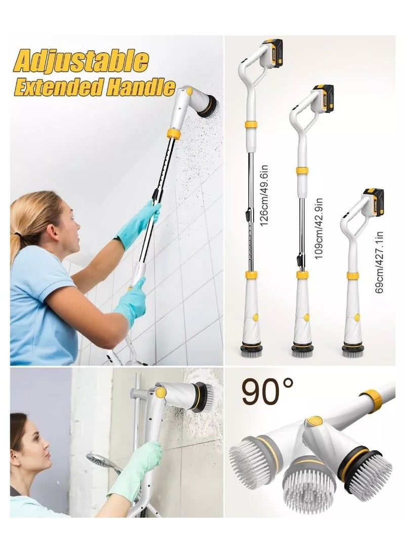 Qimedo 1500RPM Electric Brush Cleaner Bathroom Scrubber Electric Spin Scrubber Cleaning Brush Tub and Floor Power Scrubber Mop - Image 5