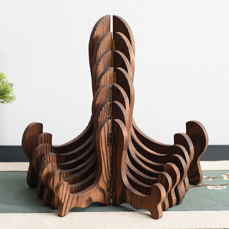Tea Cake Rack Tea Rack Wooden Small Decoration Tea Pu'Er Tea Shelf Display Rack Plate Tea Cake Bracket Bracket Table - Image 2
