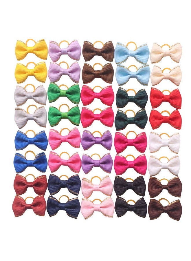 YAKA 40Pcs/(20Pairs) Hot Cute Small Dog Hair Bows Topknot Small Bowknot With Rubber Bands Pet Grooming Products Pet Hair Bows Hair Accessories 20 Colors - Image 1