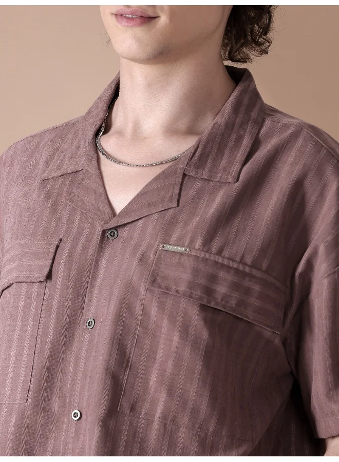 Beyoung Mauve Half-Sleeves Shirt for Men