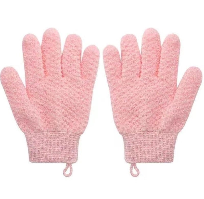 1 Pairs Exfoliating Gloves, Body Scrub Wash Mitts for Bath Shower, Luxury Spa Exfoliation Accessories for Men Women-pink - Image 1