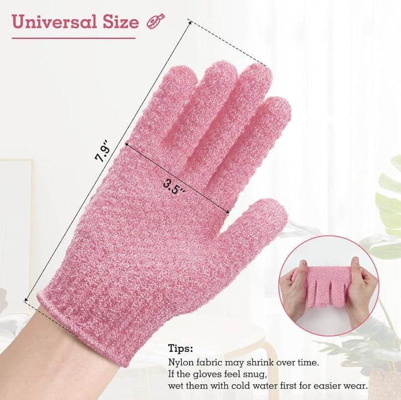 1 Pairs Exfoliating Gloves, Body Scrub Wash Mitts for Bath Shower, Luxury Spa Exfoliation Accessories for Men Women-pink - Image 2