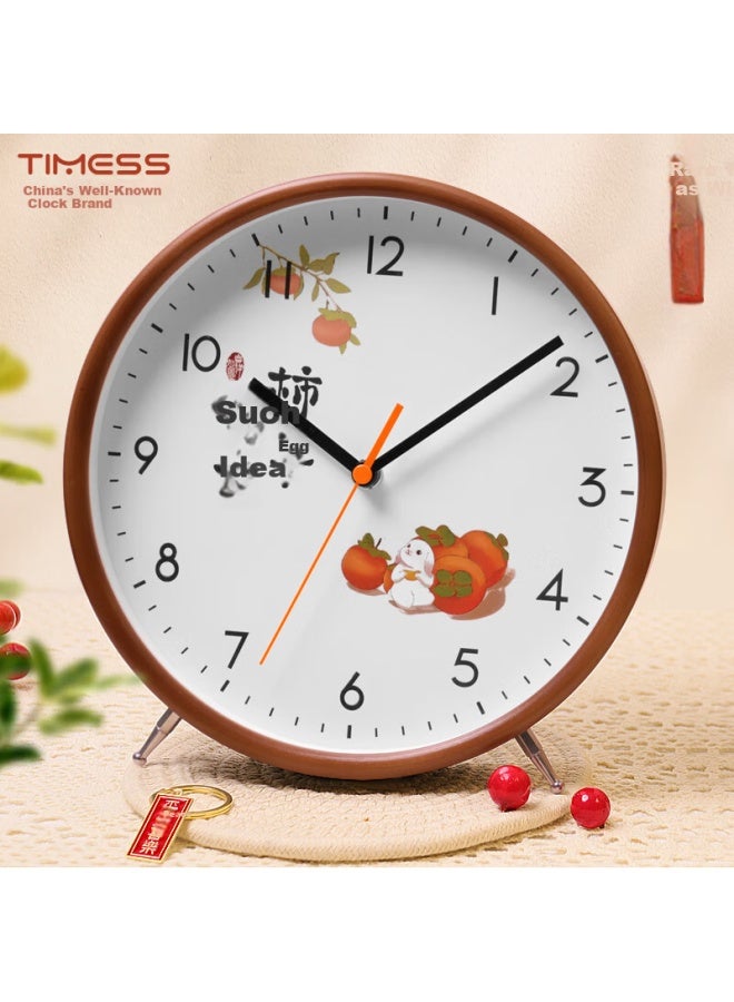 Timess Living Room Home Use Persimmon Lucky Solid Wood Sitting Hanging Dual-Use New Model Clock Wall Quartz Clock 22.5Cm - Image 1