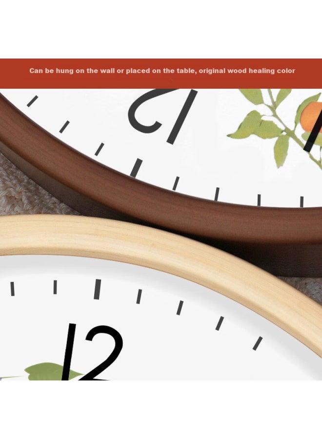 Timess Living Room Home Use Persimmon Lucky Solid Wood Sitting Hanging Dual-Use New Model Clock Wall Quartz Clock 22.5Cm - Image 2
