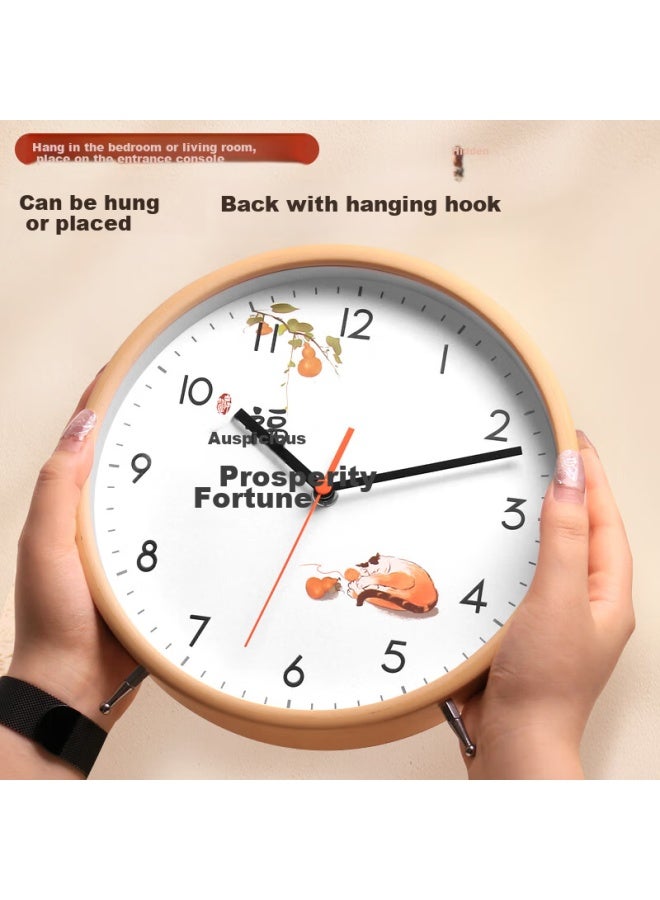 Timess Living Room Home Use Persimmon Lucky Solid Wood Sitting Hanging Dual-Use New Model Clock Wall Quartz Clock 22.5Cm - Image 4