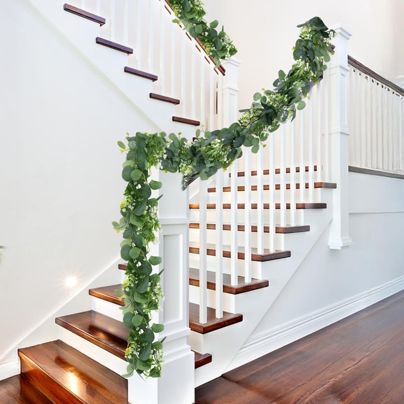 Aeaocvo 6 Pack Artificial Eucalyptus Leaf Garland, 5.9ft Faux Greenery Garland Fake Eucalyptus Wreath Vines for Centerpiece Table Wedding Backdrop Arch Wall Decor - Image 5
