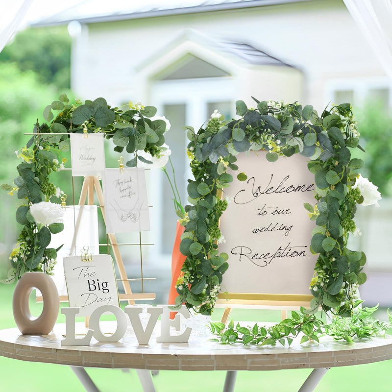 Aeaocvo 6 Pack Artificial Eucalyptus Leaf Garland, 5.9ft Faux Greenery Garland Fake Eucalyptus Wreath Vines for Centerpiece Table Wedding Backdrop Arch Wall Decor - Image 4